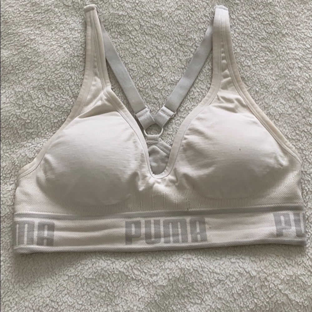 Puma white sports bra